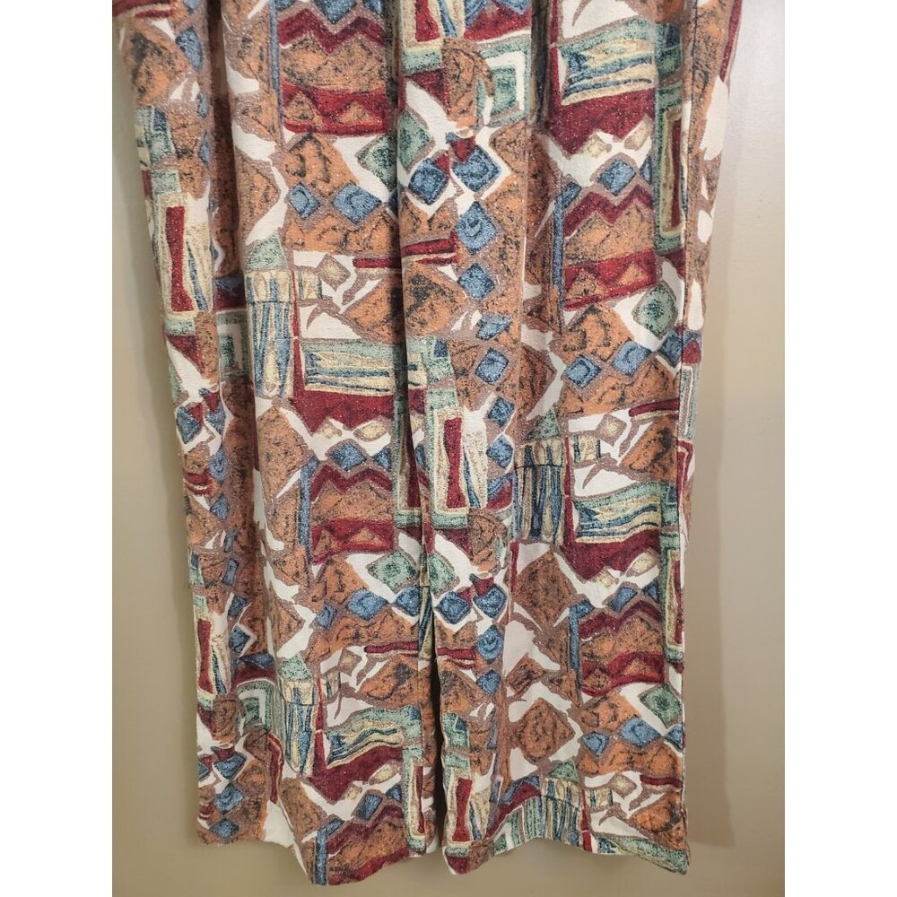 Vintage Colorful Cues Collection Geometric Shape 100% Silk Print Tank & Pant Set - Picture 7 of 12